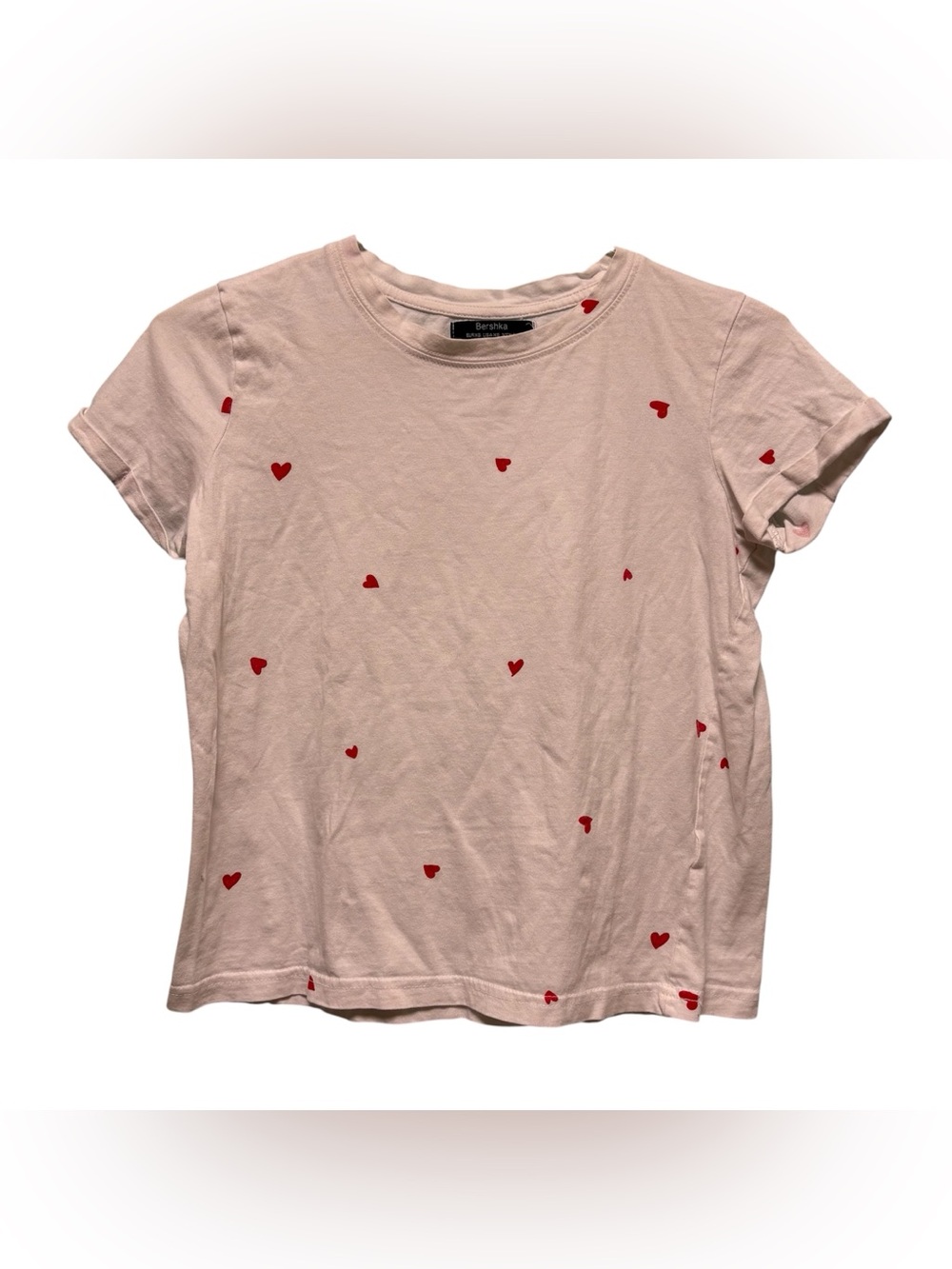 5for20 Bershka white t-shirt with small red heart print
